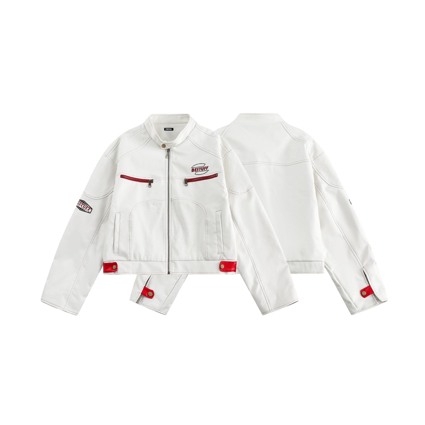 American-style high-street PU leather motorcycle jacket for women