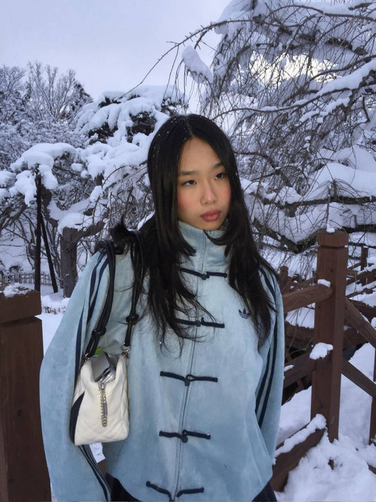 Baby blue Suede Tang-Style Jacket