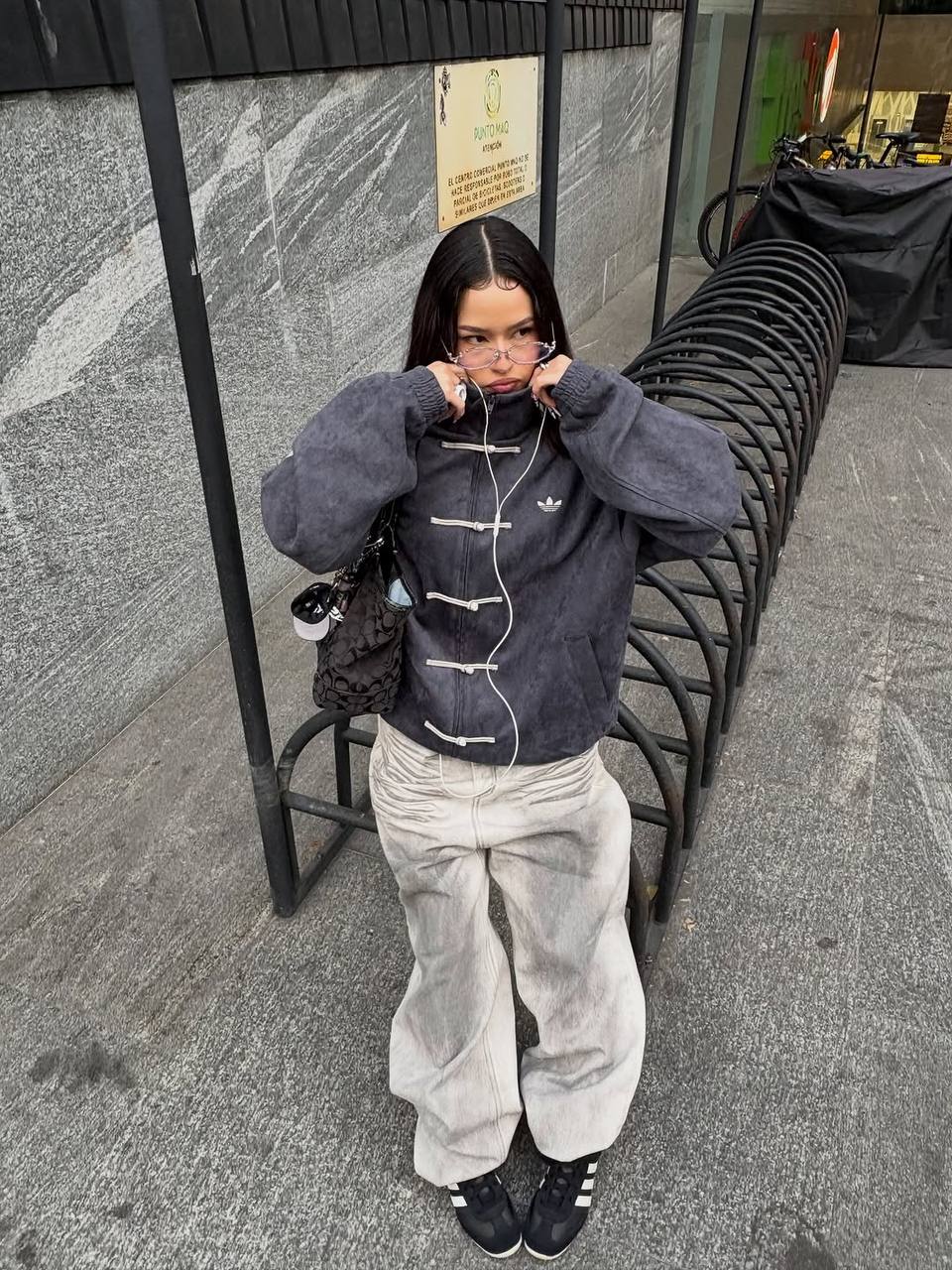 Smoky gray Suede Tang-Style Jacket