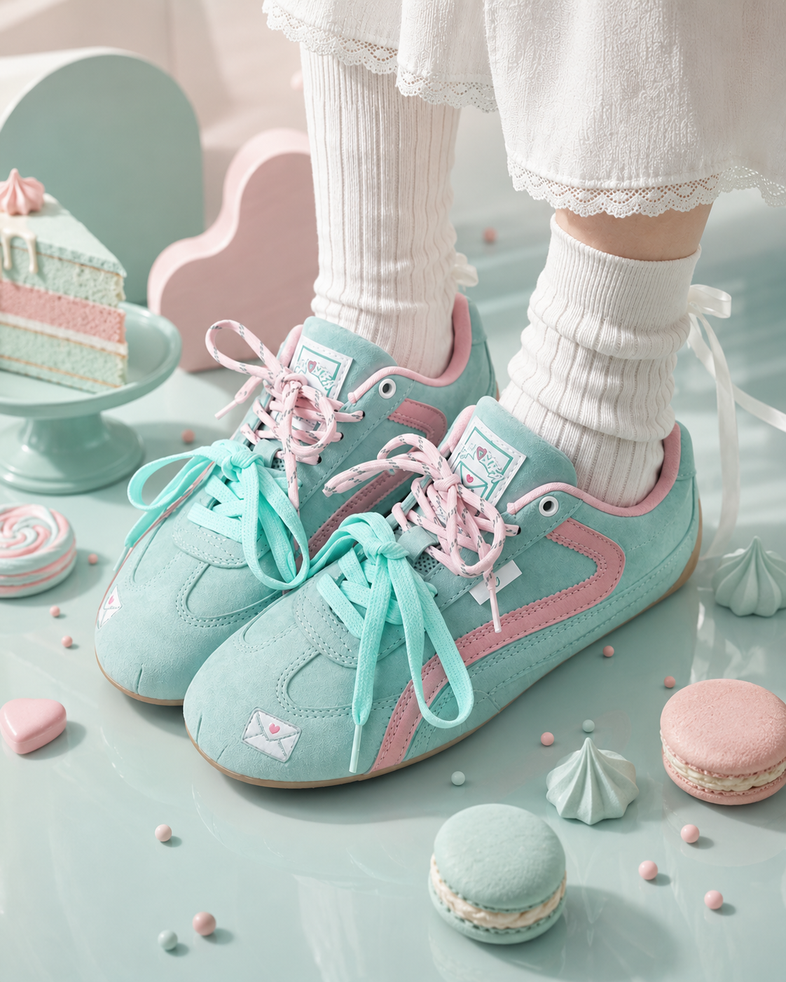 Retro Green Shoes Women All-match Racing Shoes