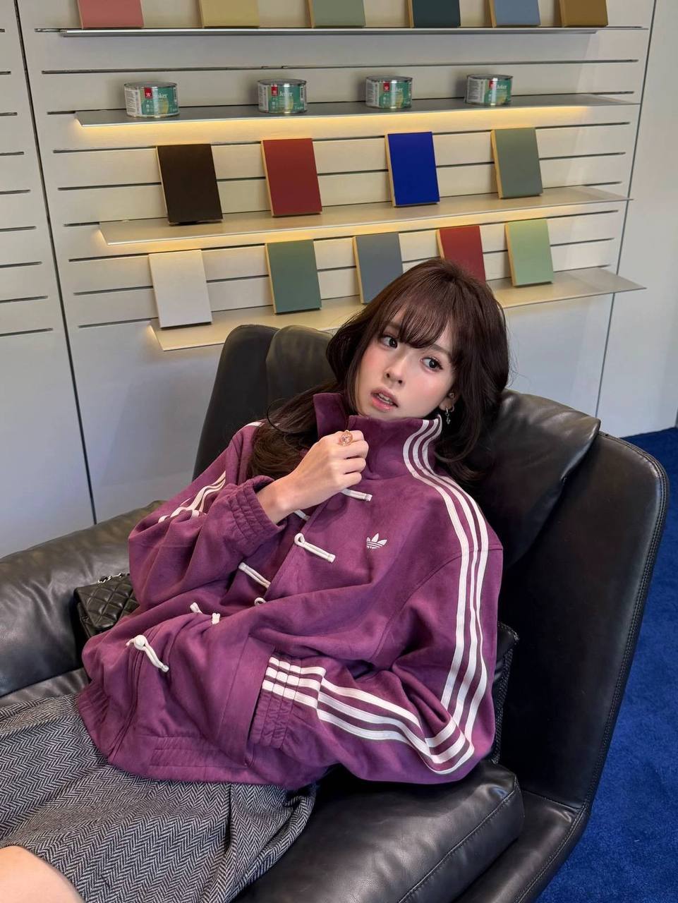 Deep purple Suede Tang-Style Jacket