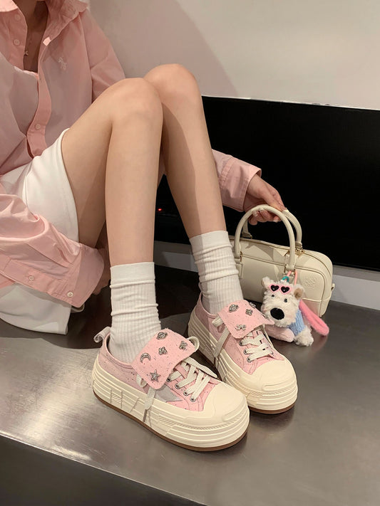 Thick-soled canvas for women low-top autumn and winter new style star shoes