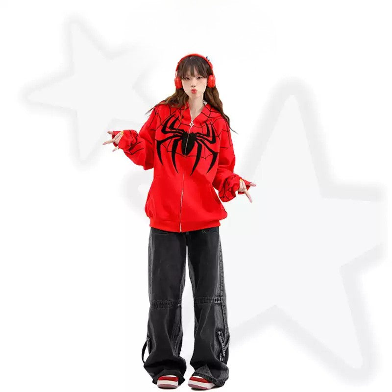 RED Y2k Spider Hoodie