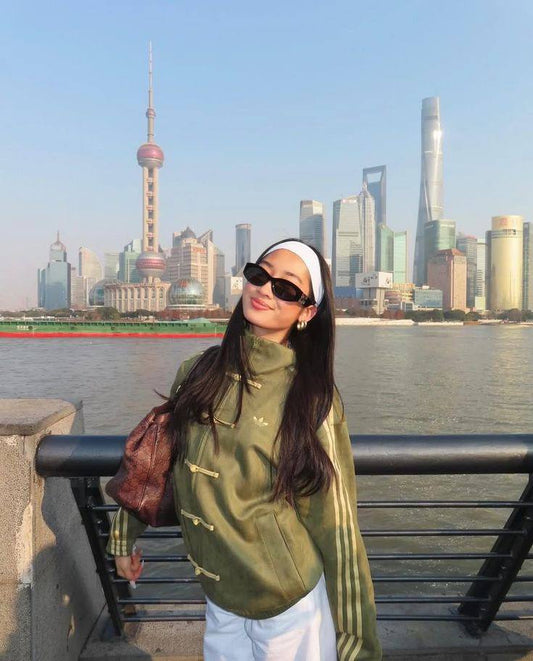 Army green Suede Tang-Style Jacket