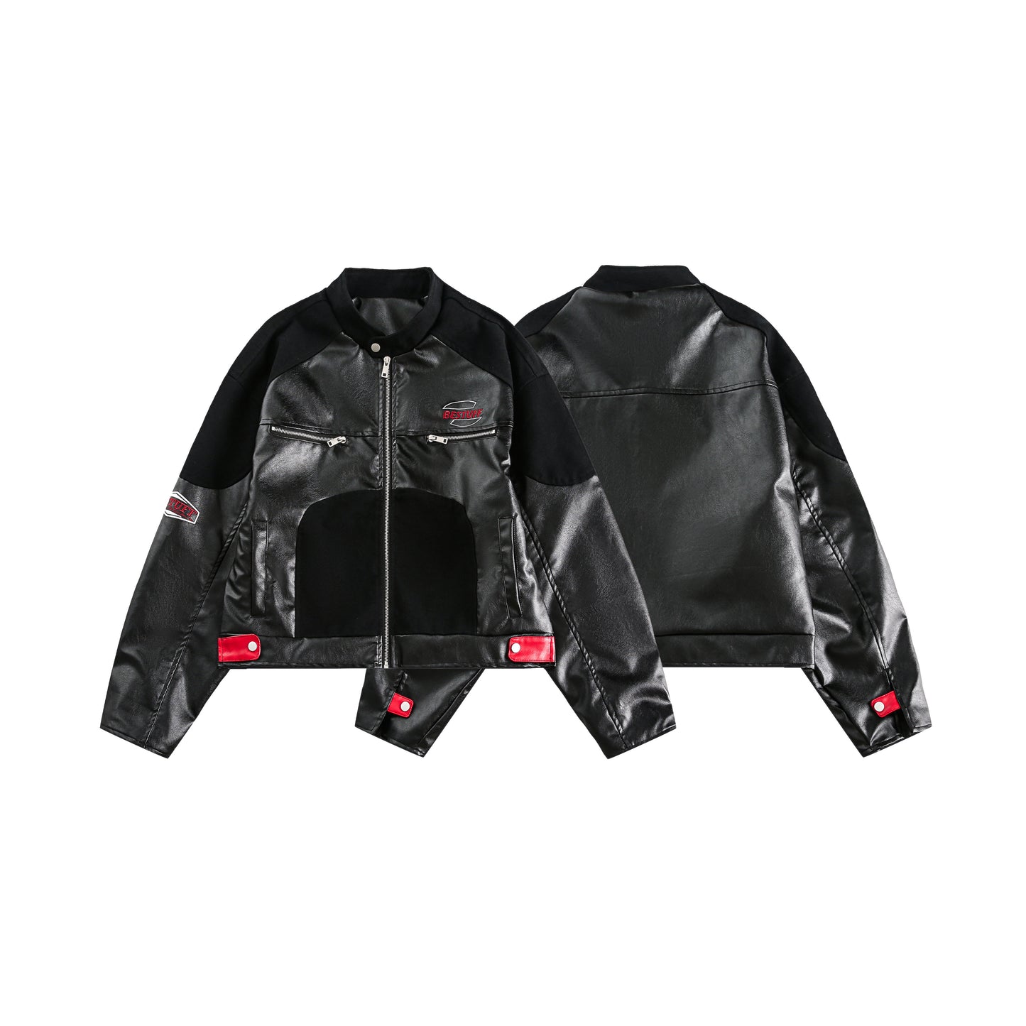 American-style high-street PU leather motorcycle jacket for women