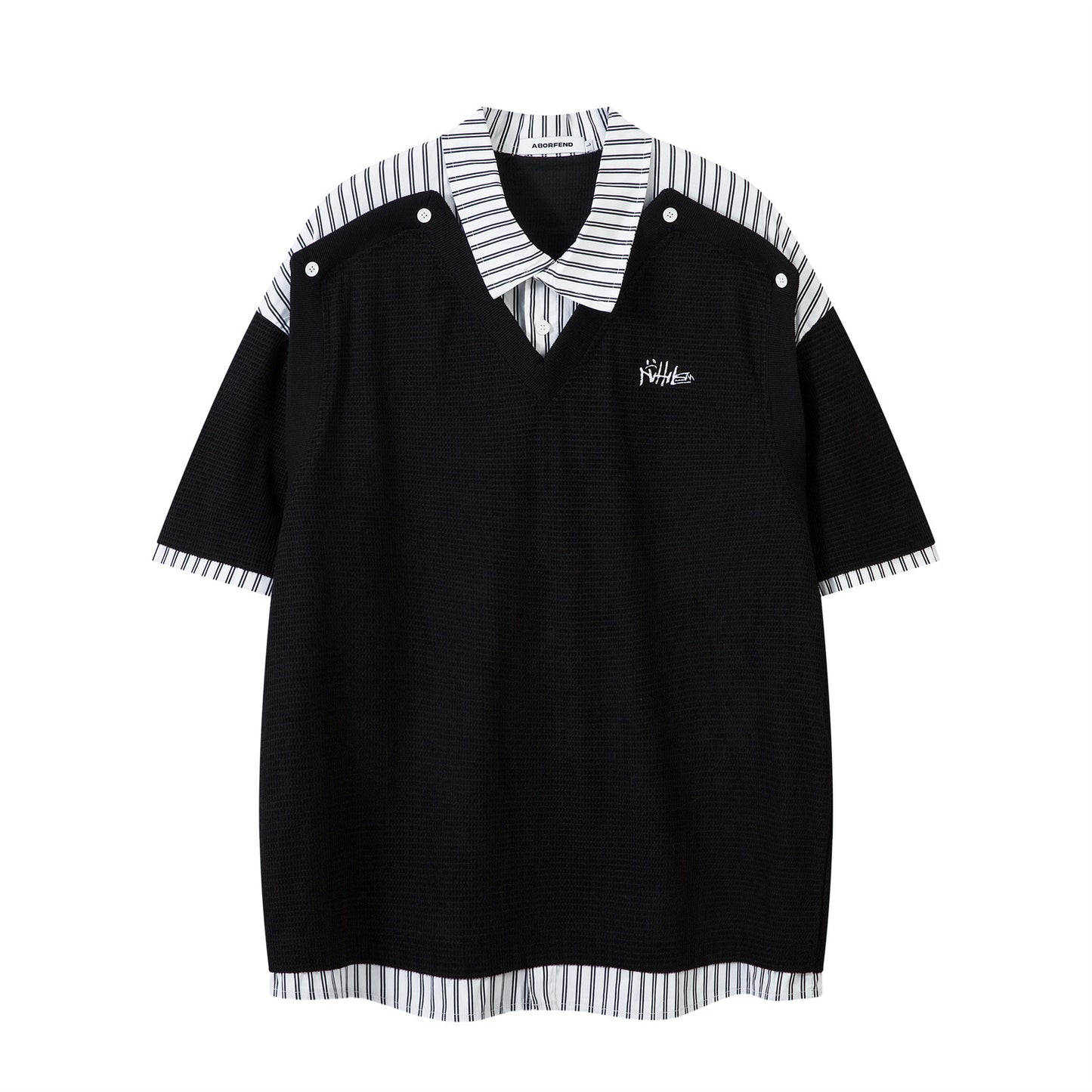 American fashion brand letter embroidery splicing short-sleeved summer loose