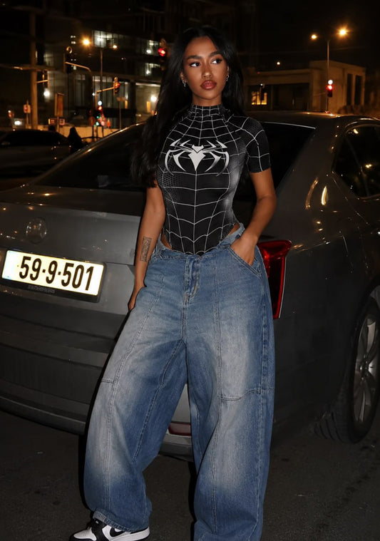Black Spider Snapback Bodysuit