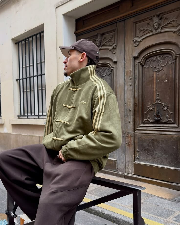 Army green Suede Tang-Style Jacket