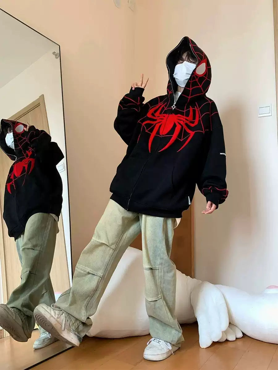 BLACK Y2k Spider Hoodie