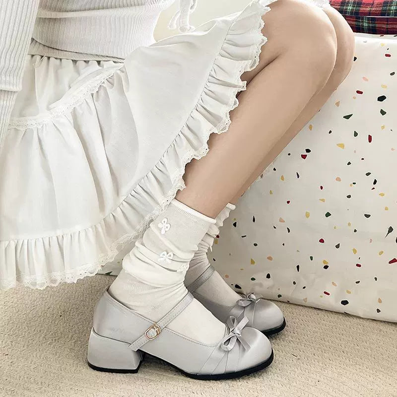 Silver retro French shallow mouth thick-heeled sandals for women shoes