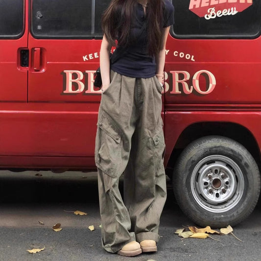 American high street retro overalls jeans