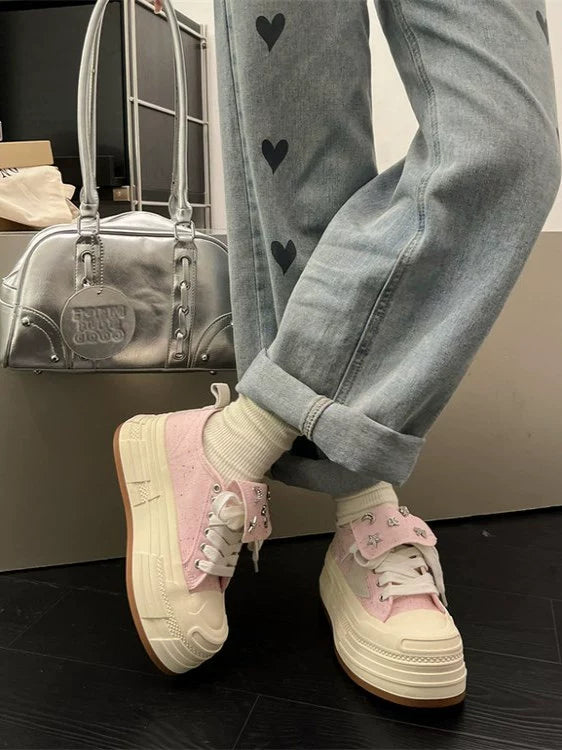 Thick-soled canvas for women low-top autumn and winter new style star shoes