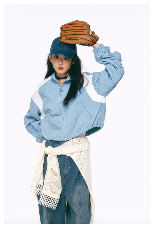 YUU Korean retro hot girl stitching  brand jacket