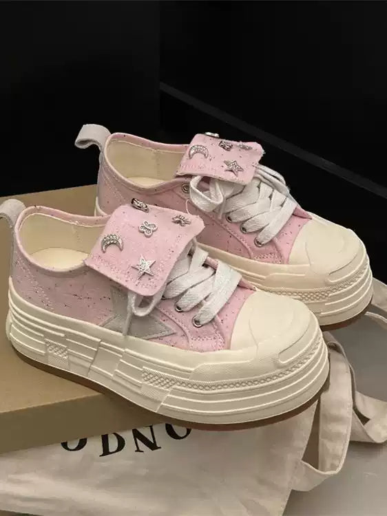 Thick-soled canvas for women low-top autumn and winter new style star shoes