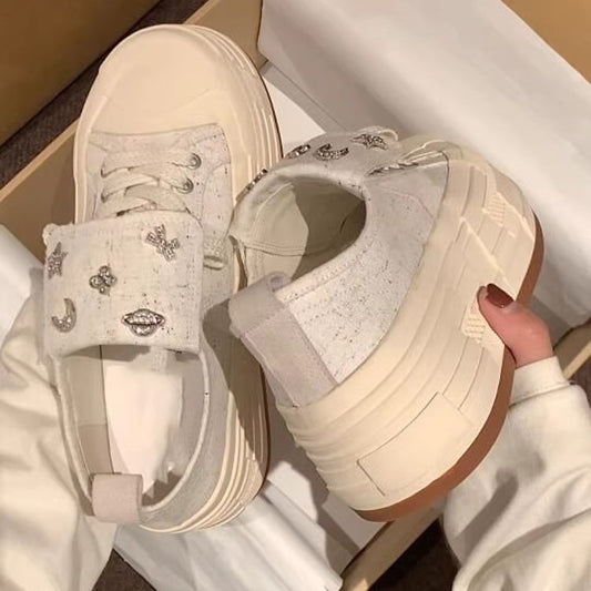 Thick-soled canvas for women low-top autumn and winter new style star shoes