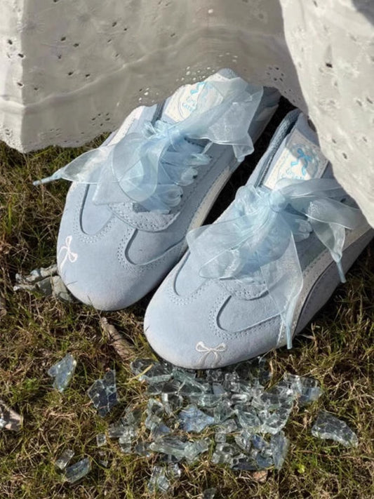 Retro Baby Blue Shoes Women All-match Racing Shoes