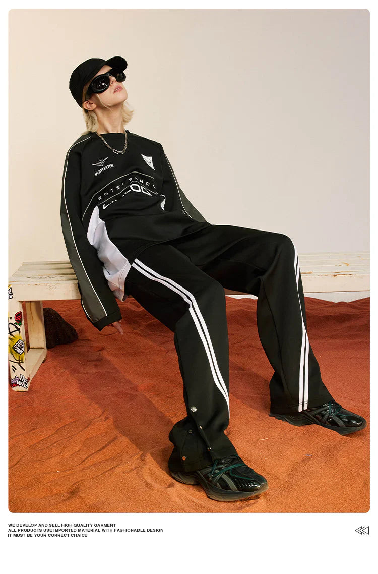 Retro Sports Style Racing Style Letter Dark Windbreaker Contrast Color Long