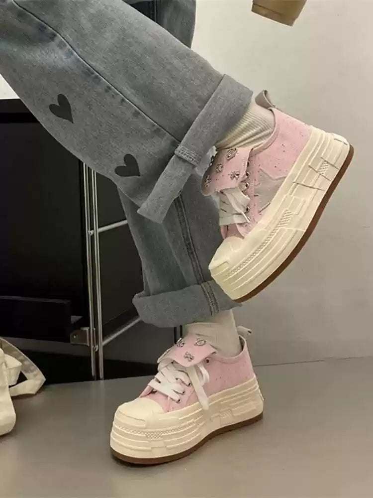 Thick-soled canvas for women low-top autumn and winter new style star shoes