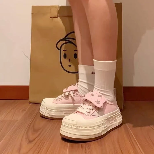 Thick-soled canvas for women low-top autumn and winter new style star shoes