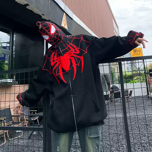 BLACK Y2k Spider Hoodie