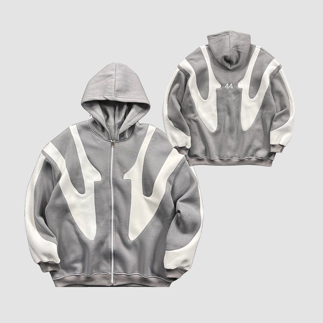 Grey Wave Graphic Hoodie
