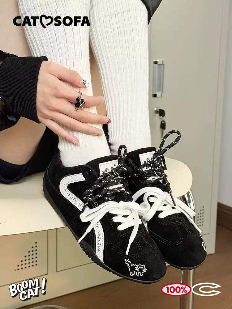 Cat and Sofa Fried Cat Black Thin-soled Racing Shoes