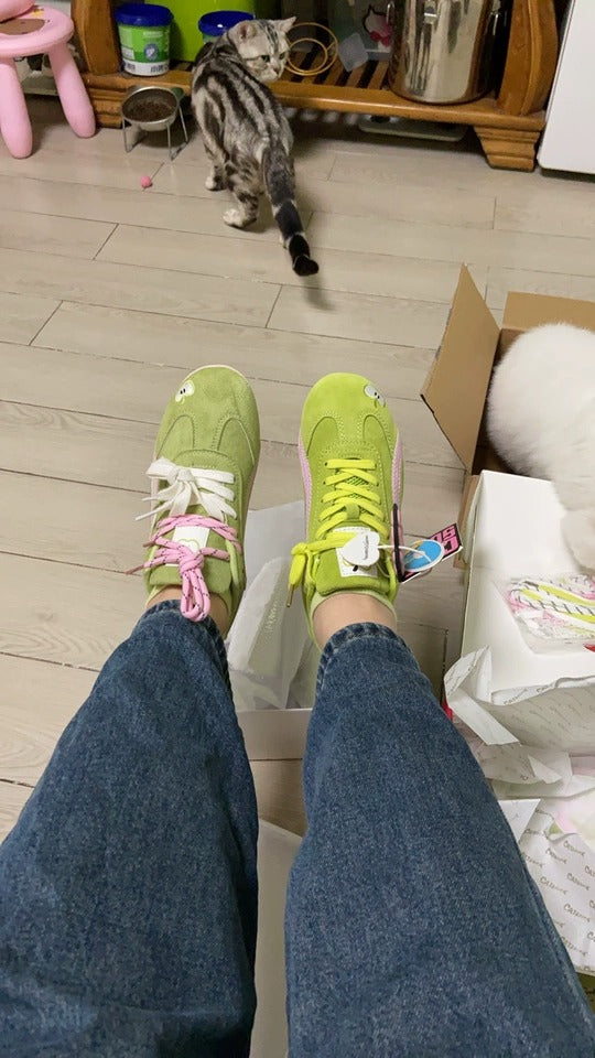 Retro green Shoes Women All-match Racing Shoes