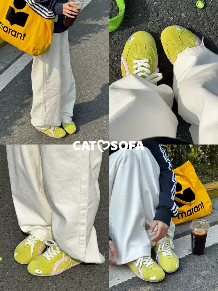 Retro green Shoes Women All-match Racing Shoes