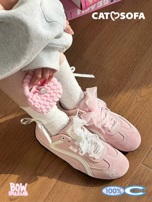 Hot dopamine retro pink shoes for women spring and summer new sneakers sports shoes