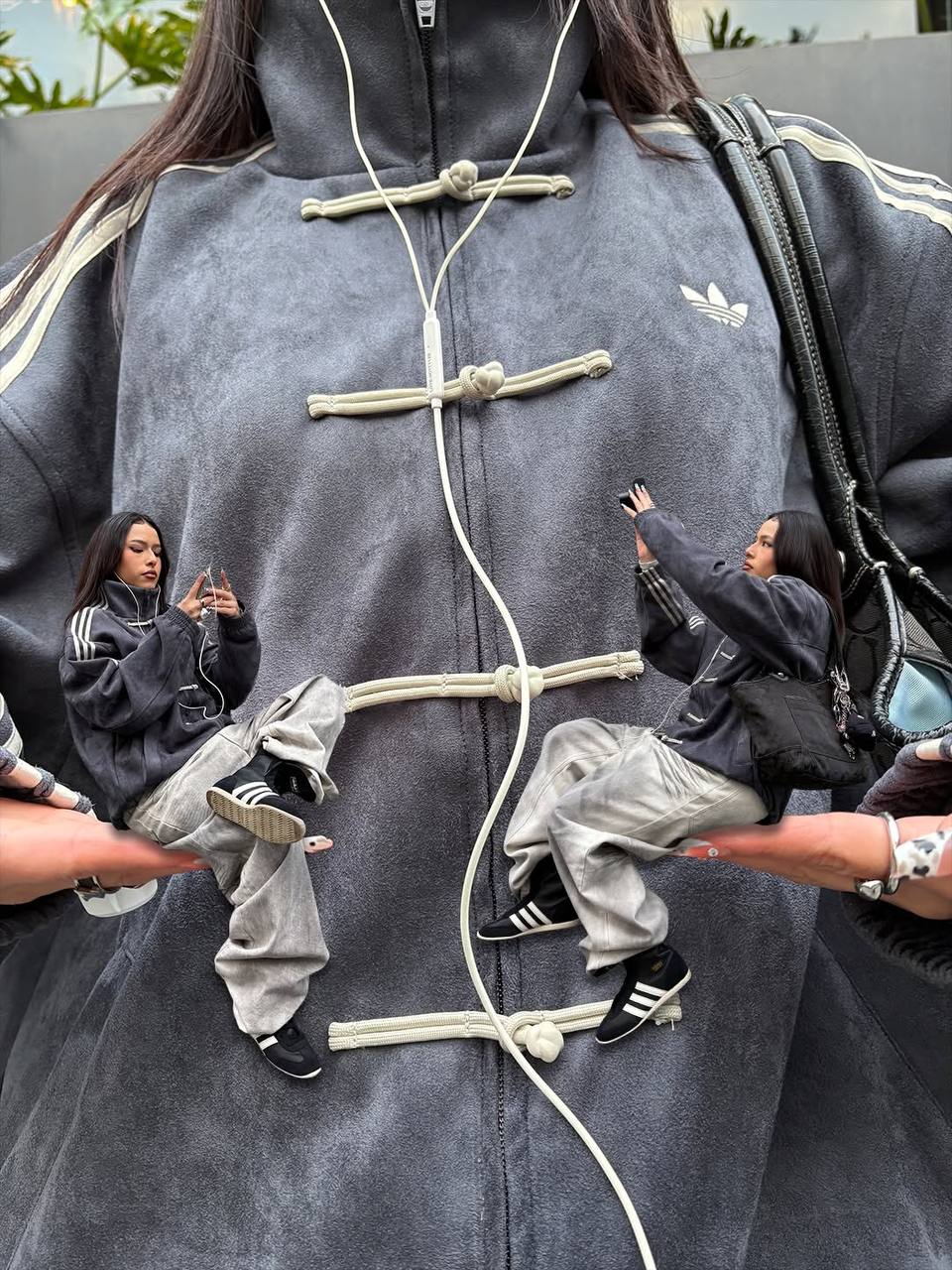 Smoky gray Suede Tang-Style Jacket