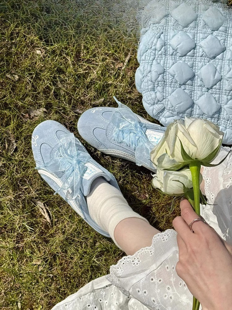 Retro Baby Blue Shoes Women All-match Racing Shoes
