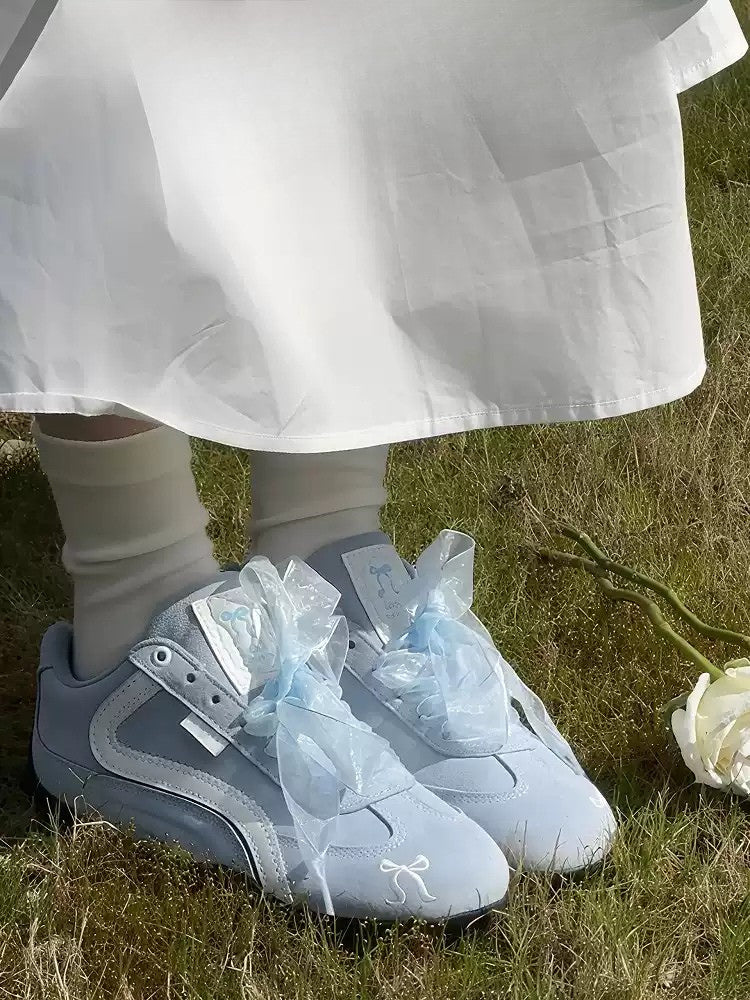 Retro Baby Blue Shoes Women All-match Racing Shoes