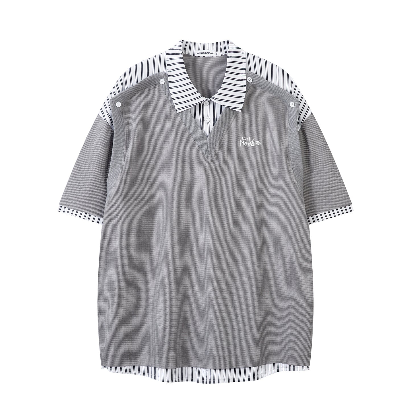 American fashion brand letter embroidery splicing short-sleeved summer loose