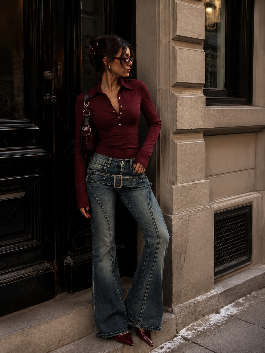 Retro High Waist Personalized Strappy Jeans