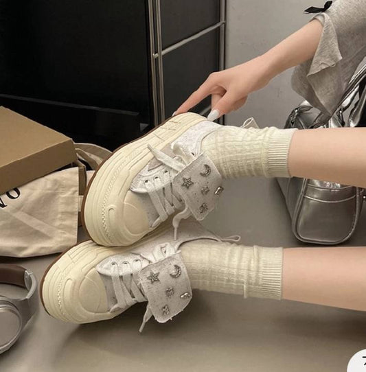 Thick-soled canvas for women low-top autumn and winter new style star shoes