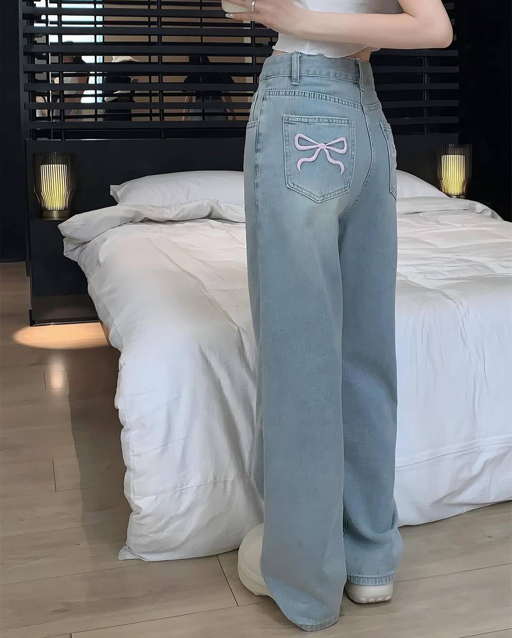 pink bow jeans