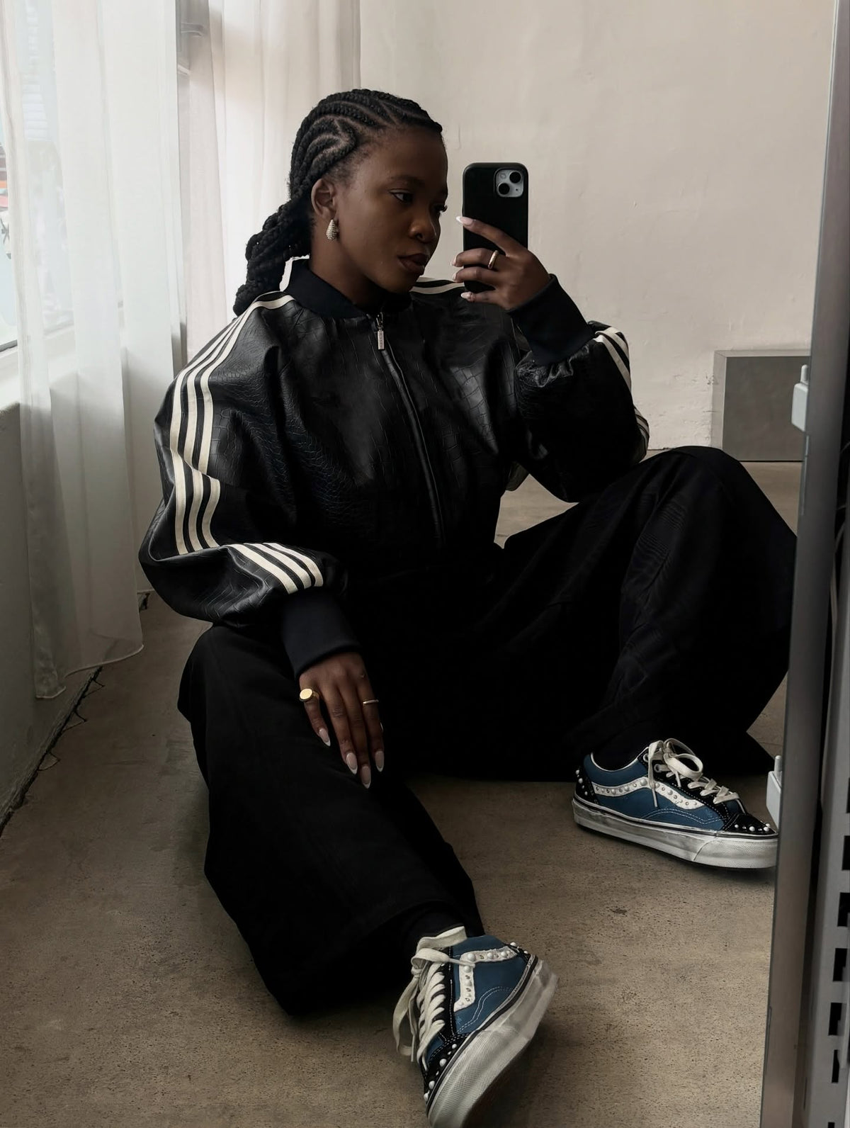 Croc Embossed Cropped Leather Jacket