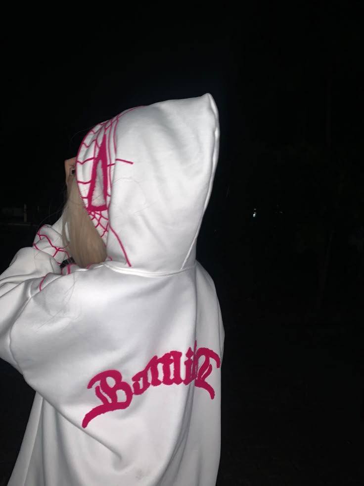 WHITE Y2k Spider Hoodie