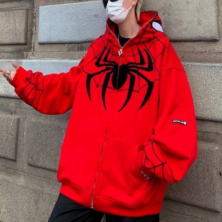 RED Y2k Spider Hoodie