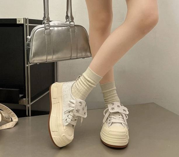 Thick-soled canvas for women low-top autumn and winter new style star shoes