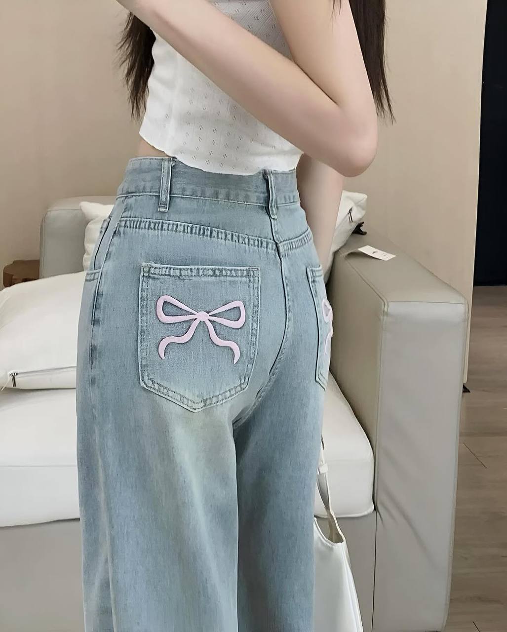 pink bow jeans