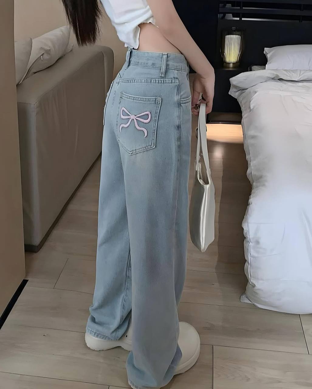 pink bow jeans
