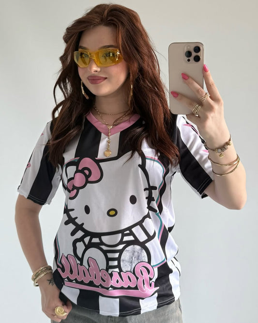 Hello Kitty Baseball Black & White Jersey