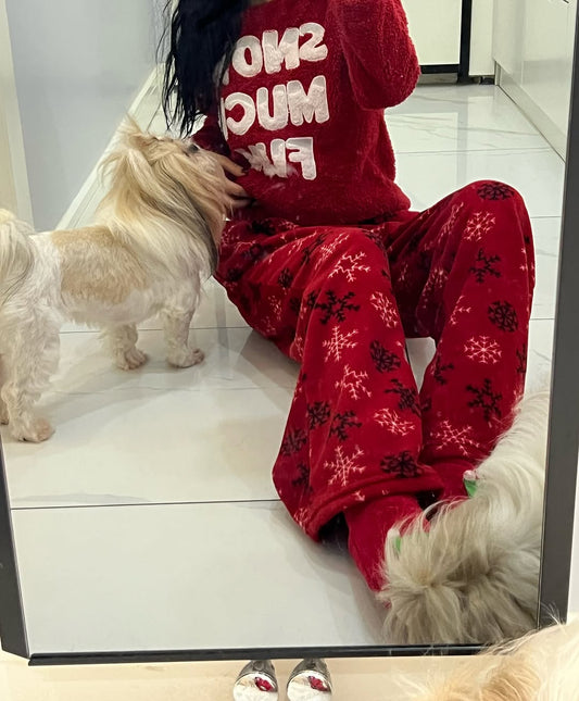 Red Christmas Detail Oversize Sweat pants