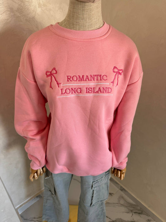 Pink Romantic Long Island 3 Thread Raised Sweatshirt