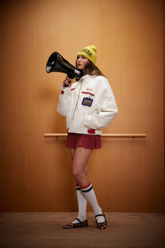 American-style high-street PU leather motorcycle jacket for women