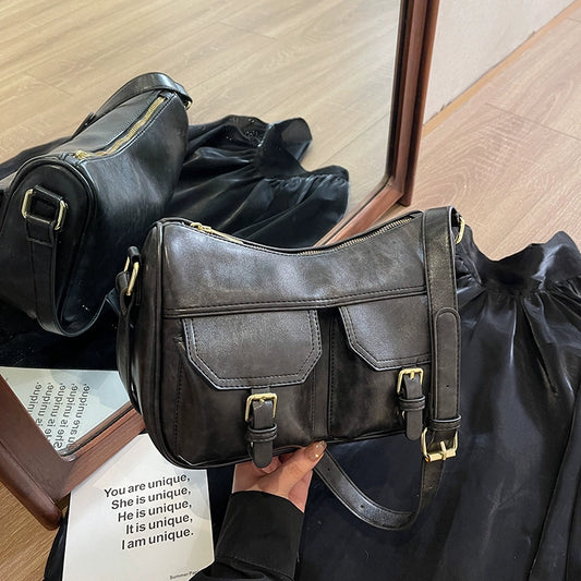 Shoulder Bag Women with Multi Pocket Handbag PU Leather Hobo Bag